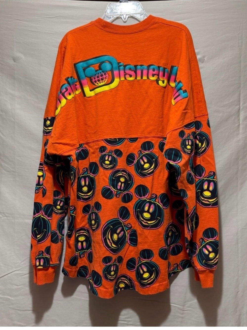 Disneyworld Halloween Orange Long Sleeve Crew Mickey Pumpkin Print Size L - Picture 5 of 9